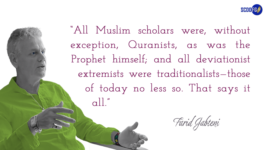 Portrait of Farid Abbes Raja Gabteni with a quote