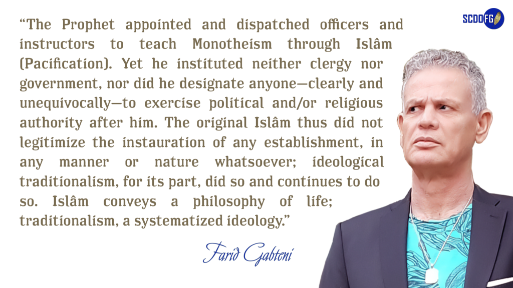 Portrait of Farid Abbes Raja Gabteni with a quote