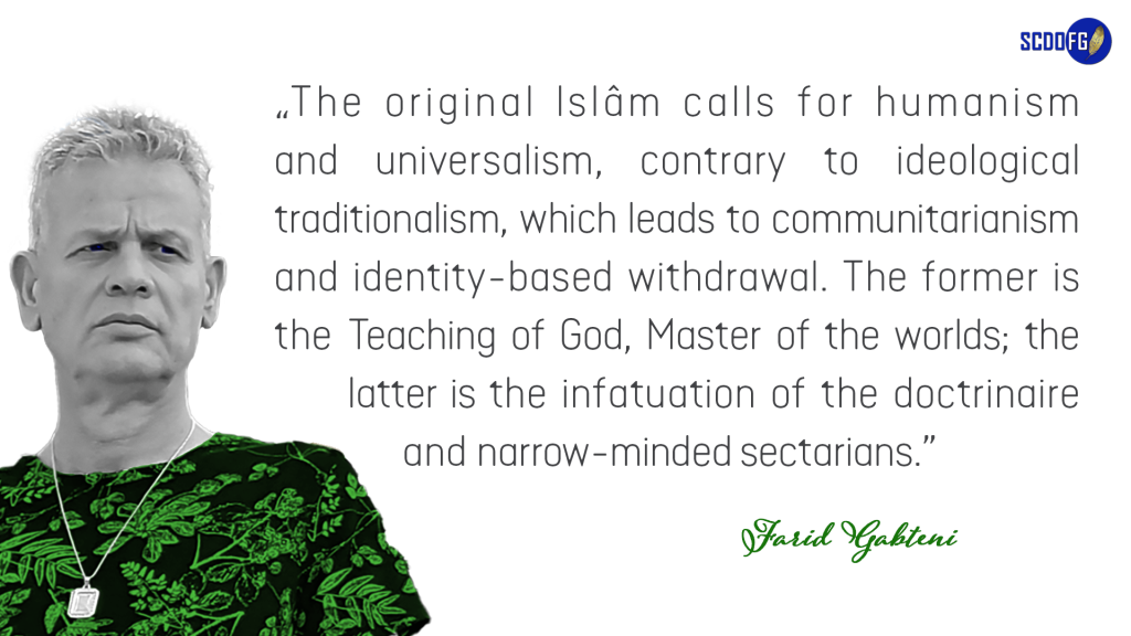 Portrait of Farid Abbes Raja Gabteni with a quote