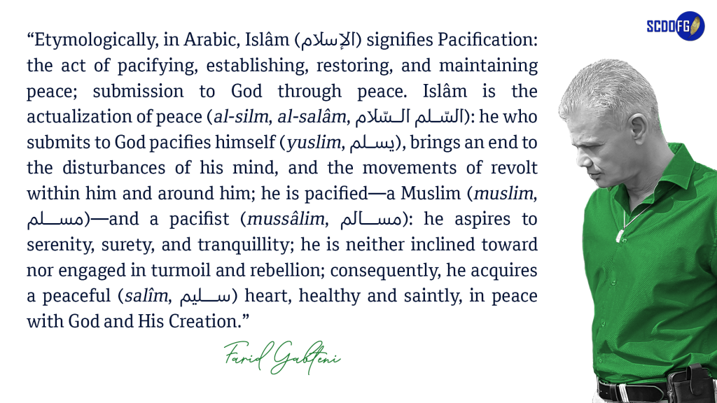 Portrait of Farid Abbes Raja Gabteni with a quote