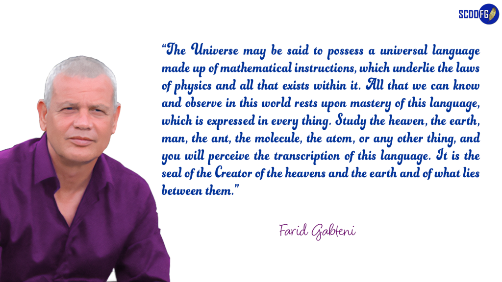 Portrait of Farid Abbes Raja Gabteni with a quote