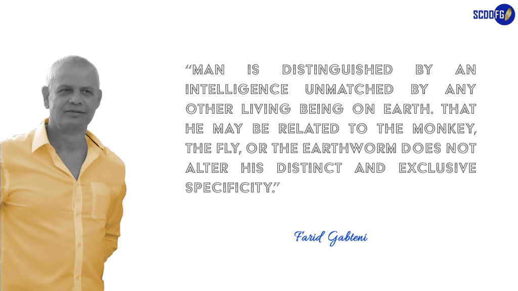 Portrait of Farid Abbes Raja Gabteni with a quote.