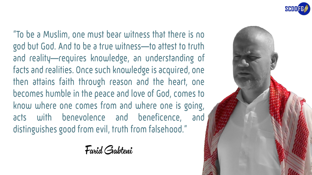 Portrait of Farid Abbes Raja Gabteni with a quote “