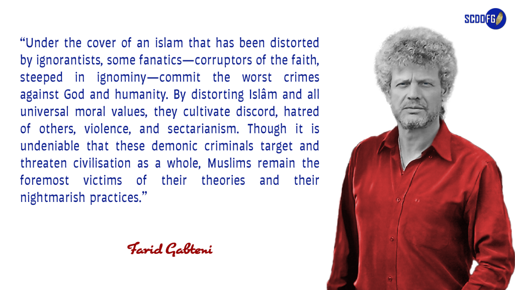 Portrait of Farid Abbes Raja Gabteni with a quote “