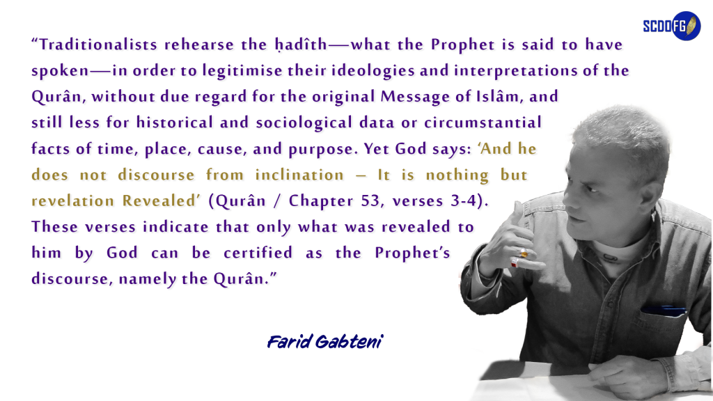 Portrait of Farid Abbes Raja Gabteni with a quote “