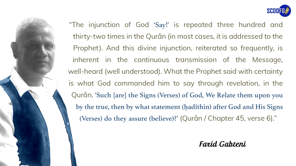 Portrait of Farid Abbes Raja Gabteni with a quote “