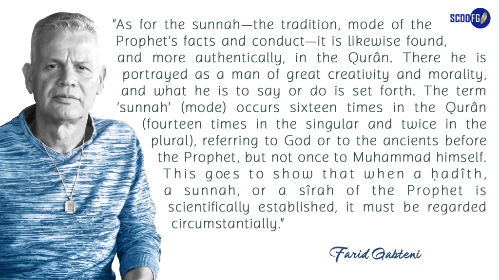 Portrait of Farid Abbes Raja Gabteni with a quote “