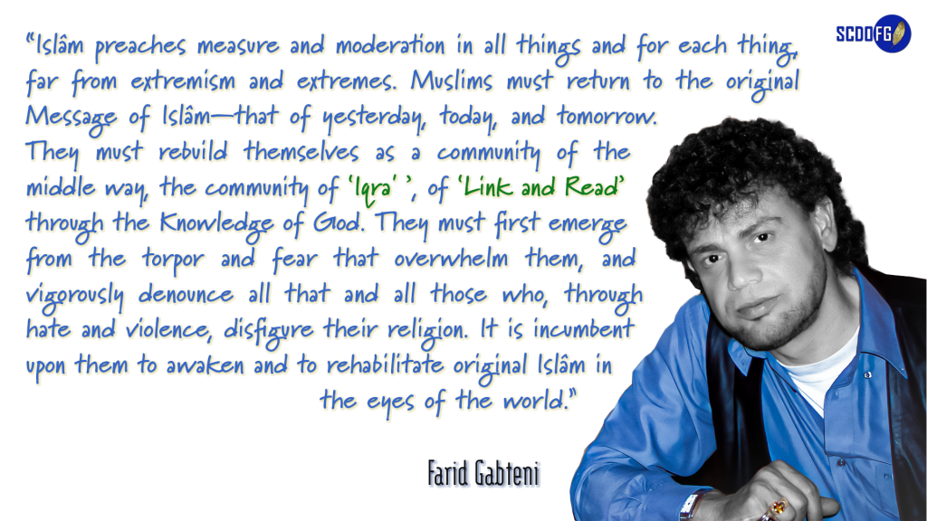 Portrait of Farid Abbes Raja Gabteni with a quote “