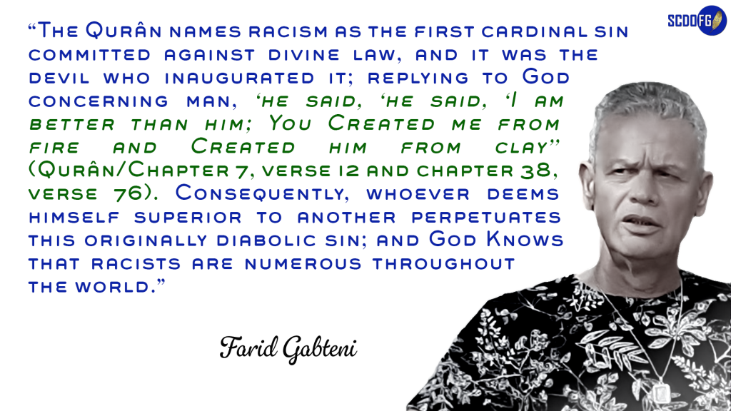 Portrait of Farid Abbes Raja Gabteni with a quote “