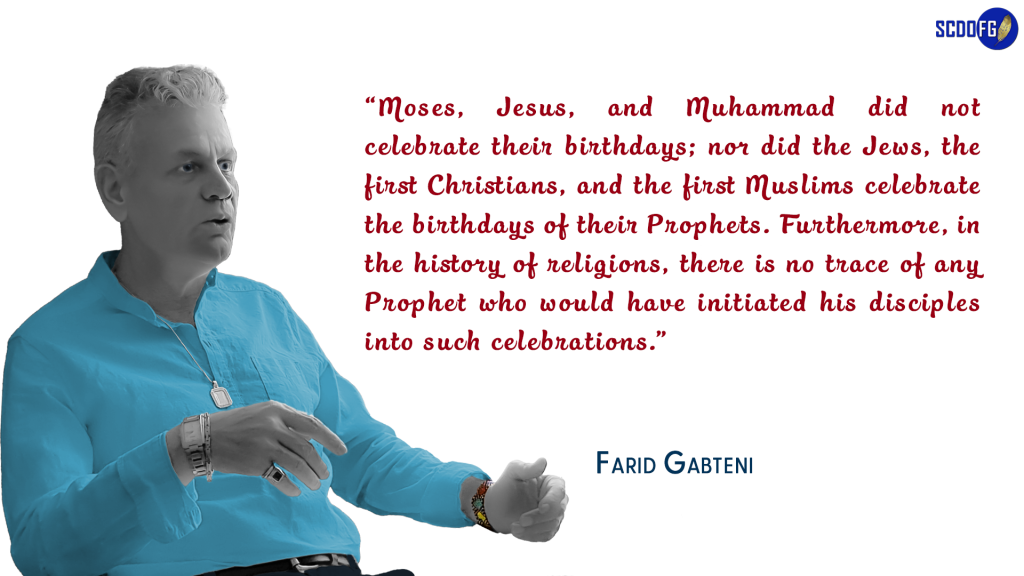 Portrait of Farid Abbes Raja Gabteni with a quote “